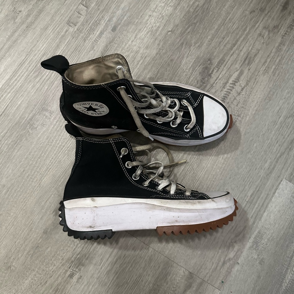 Converse Black High-Tops with White and Brown Soles platform style Sz 7 - Picture 1 of 6